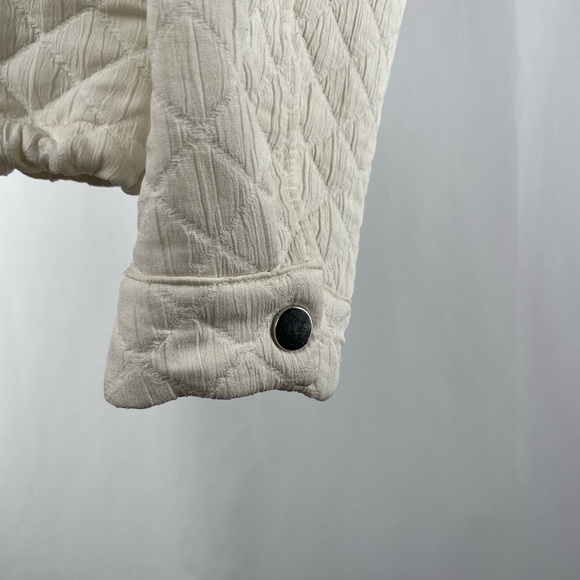 Zara Diamond Full Zip‎ Cropped Drawstring Jacket in Ivory Size Medium - Picture 4 of 8